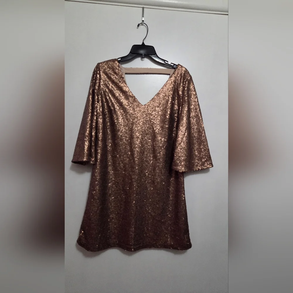 Justfab Gold Sequin Tunic Dress Small NWT - Picture 6 of 11